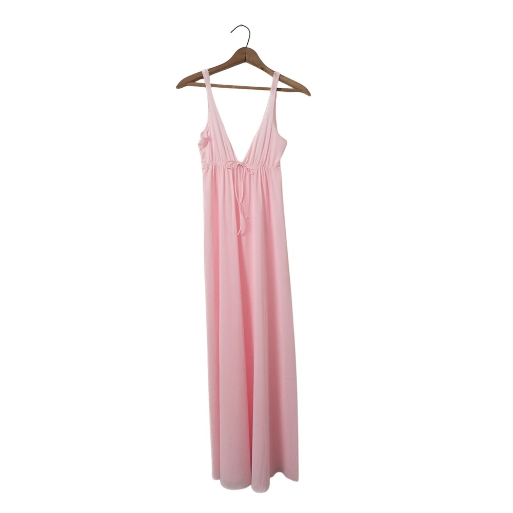 Vintage 60s/70s Gaymode JCPenney Nightgown‎ Slip Maxi Dress Pink Nylon Small